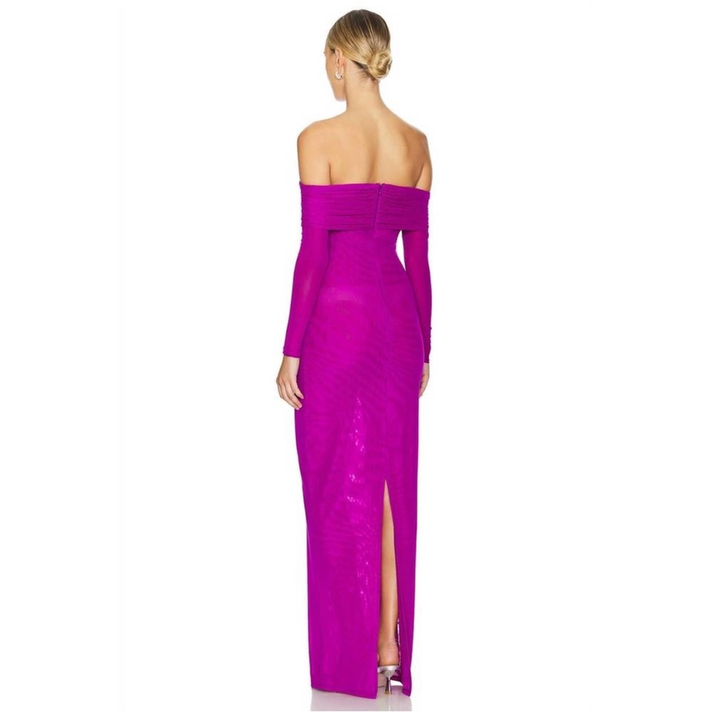 Bronx and Banco Monica Off The Shoulder Gown in Fuchsia XS 2 - Picture 2 of 6